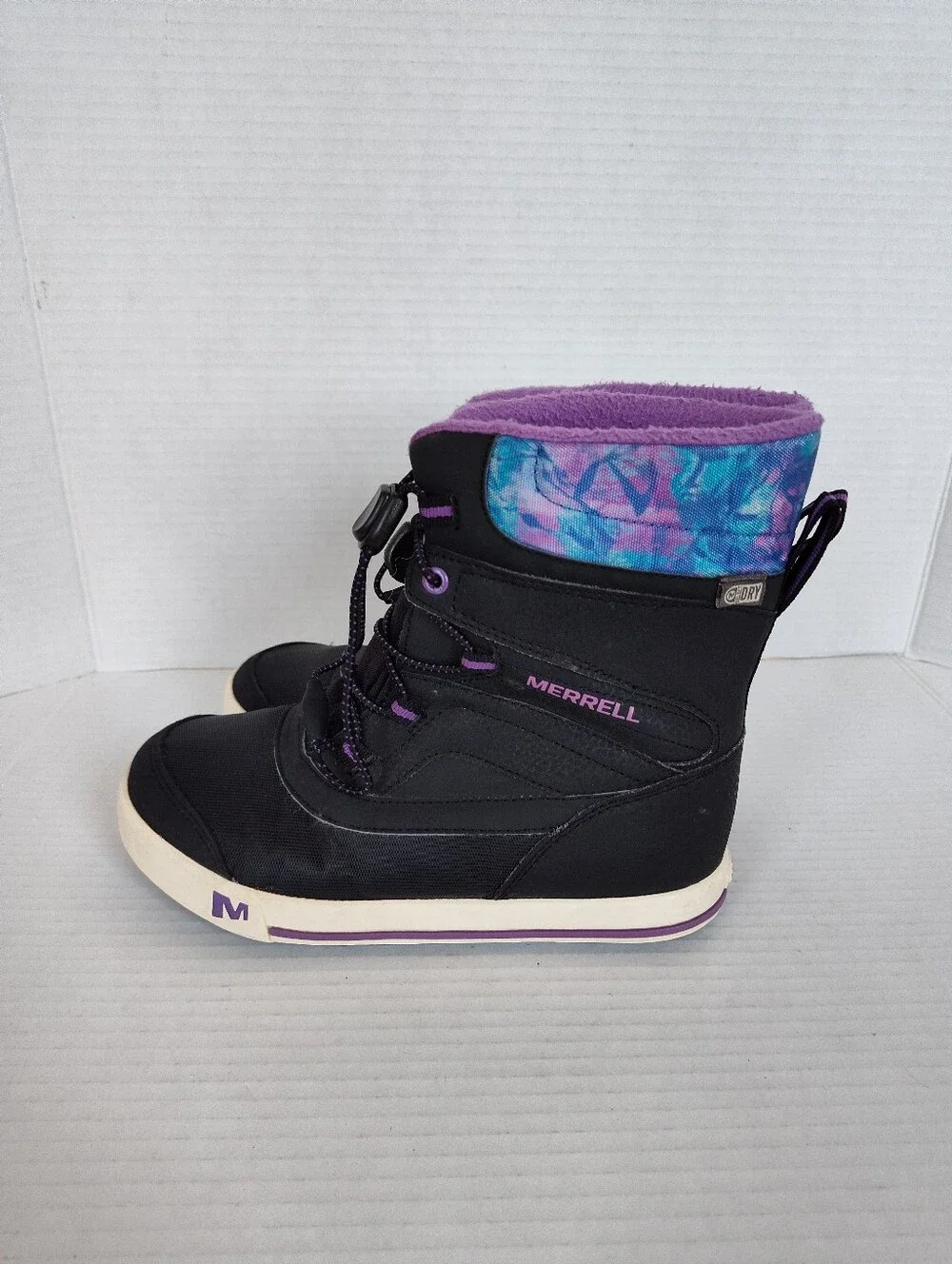 Merrell Snow Bank 2.0 Black Purple Waterproof Insulated Winter Boots Youth Sz 3M